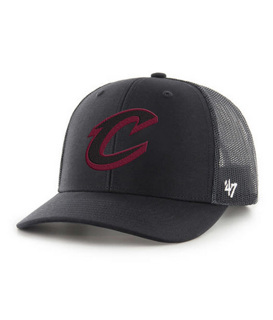 Cleveland Cavaliers '47 Brand Black Trucker Adjustable Snapback Hat