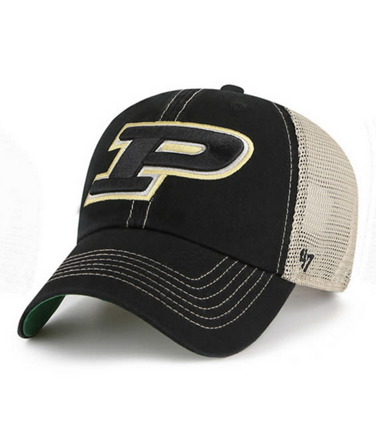Purdue Boilermakers '47 Brand Black Trawler Clean Up Adjustable Trucker Dad Hat