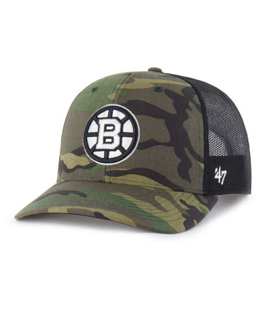 Boston Bruins '47 Brand Camo Trucker Adjustable Hat