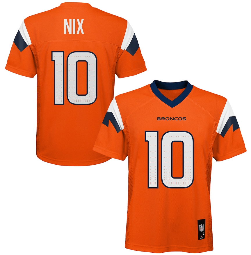 Youth Denver Broncos Bo Nix Outerstuff Orange Authentic Mid-Tier Jersey