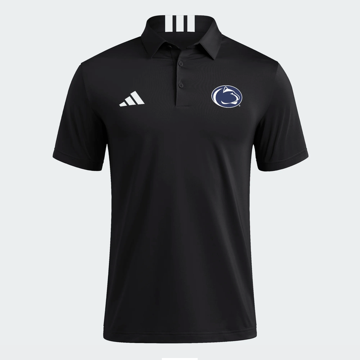 Penn State Nittany Lions Adidas Black Three Stripe Men's Polo Golf Shirt