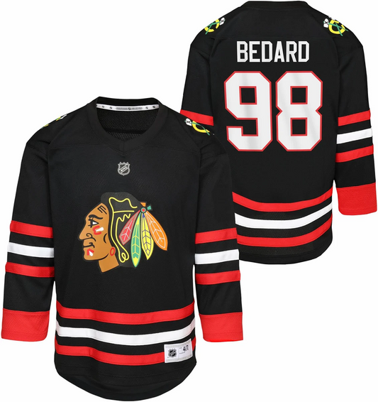 Youth Chicago Blackhawks Connor Bedard Black Alternate Replica Home Jersey
