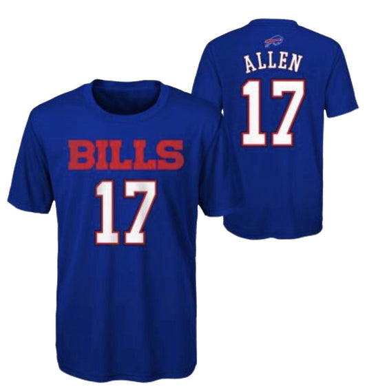 Youth Buffalo Bills Josh Allen Blue Name & Number Mainliner Performance Tee