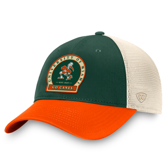 Miami Hurricanes Top Of The World Green Heritage Snapback Trucker Hat