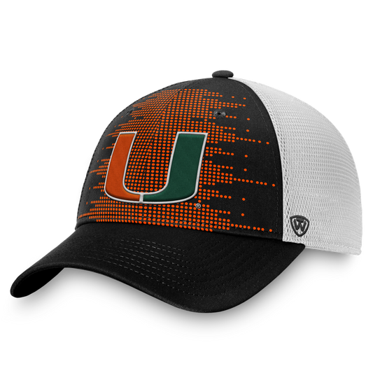 Youth Miami Hurricanes Top Of The World Black Crushed Snapback Trucker Hat